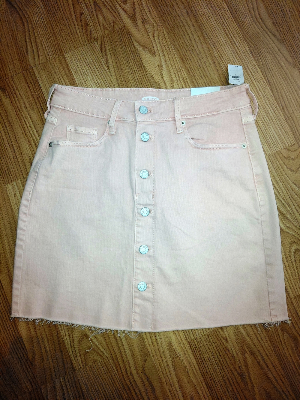 NWT Sz 4 Pink Old Navy  Button-Front Denim Mini Skirt
